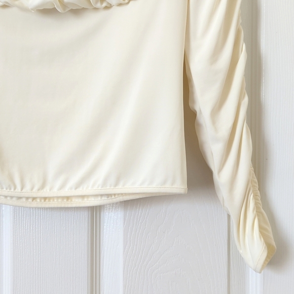 Catherine Malandrino Y2K Vintage Ruched Off The Shoulder Long Sleeve Cropped Top - Picture 7 of 10